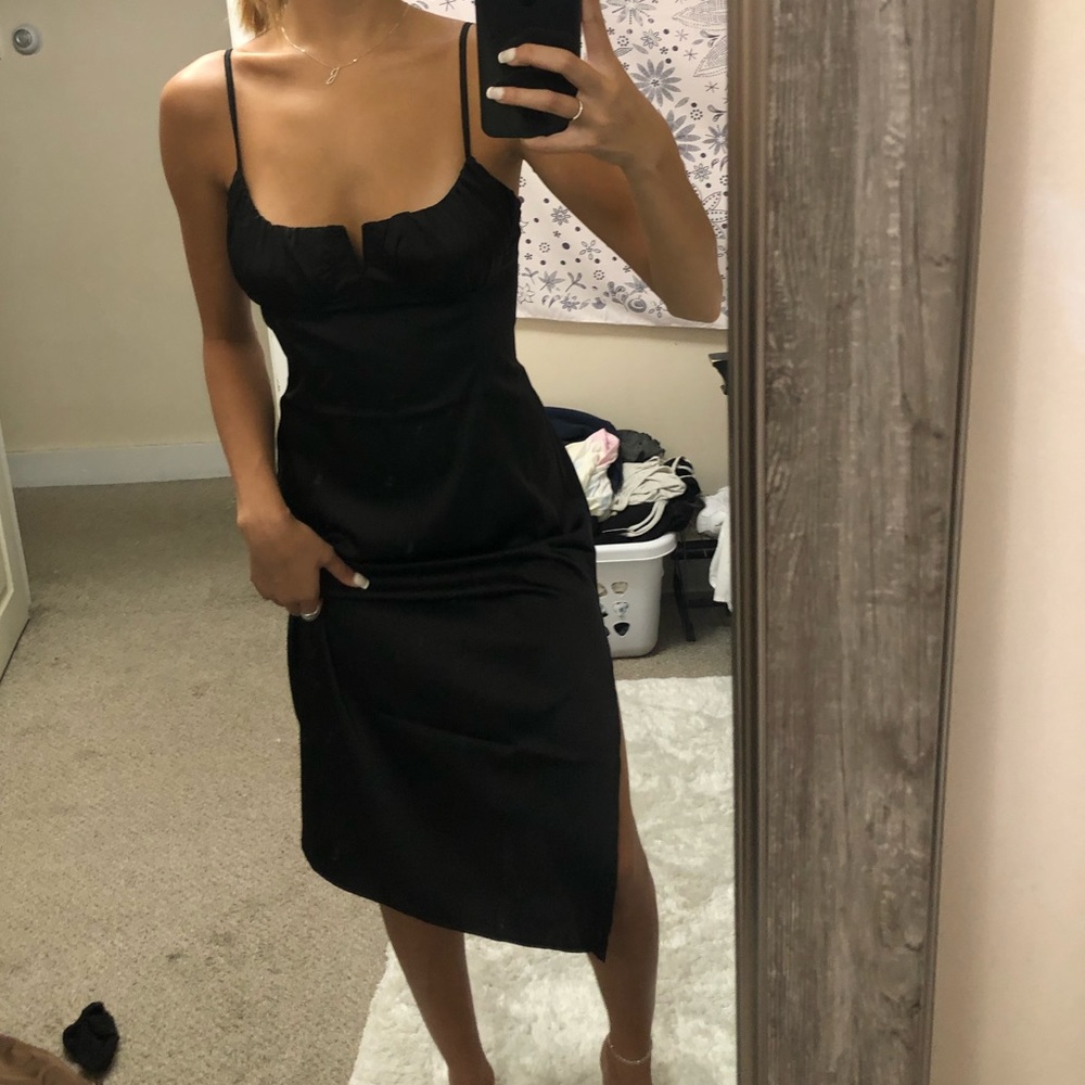 Black silk dress w Slit